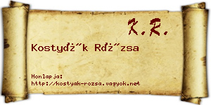 Kostyák Rózsa névjegykártya