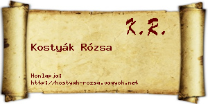 Kostyák Rózsa névjegykártya